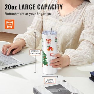 Máquina de Prensa de Tumbler y Tumblers de Sublimación, Conjunto de Prensa de Tumbler con 8 Tumblers en Blanco de 20OZ, Prensa de Taza para Tumblers de 11-30oz, con Papel de Transferencia de Calor...
