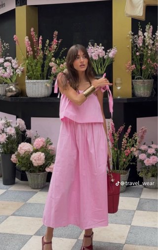 Vestido Midi Popelín Lazos Zara Talla S