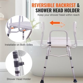 Banco de Transferencia para Bañera, Banco de Transferencia de Bañera Ajustable con Protección de Cortina en Forma de U y Respaldo Reversible, Asiento de Ducha Antideslizante para Ancianos, Discapa...