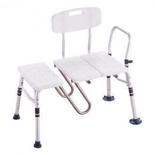 Banco de Transferencia para Bañera, Banco de Transferencia de Bañera Ajustable con Protección de Cortina en Forma de U y Respaldo Reversible, Asiento de Ducha Antideslizante para Ancianos, Discapa...