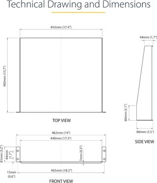 Estante 2U Bandeja Estándar para Rack 19"