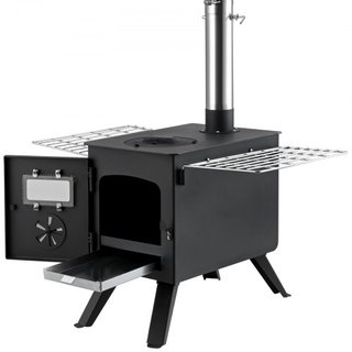 Estufa de Madera, 218.4 cm, Estufa de Camping de Acero Aleado, Estufa Portátil de Leña con Tubos de Chimenea y Guantes, Estufa Caliente para Tienda de 22941.9 cm³ para Cocinar y Calentar al Aire L...