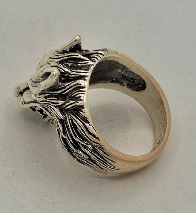 Anillo Plata 925 Cabeza Lobo