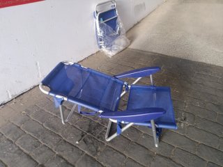 Silla de playa plegable azul