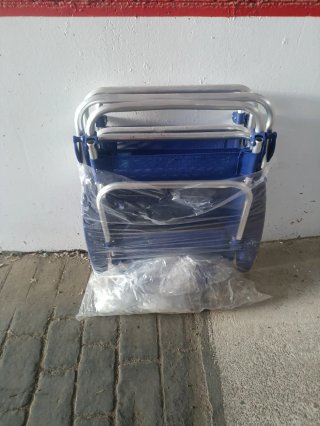Silla de playa plegable azul