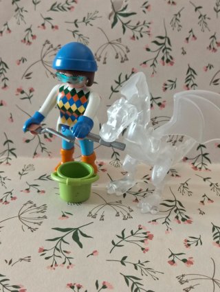Playmobil jinete con dragón transparente