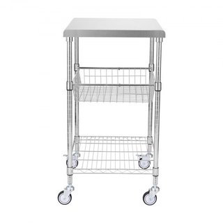 Carro de Utilidad de Cocina, 3 Niveles, Carro Rodante de Alambre con Capacidad de 470LBS, Carro de Servicio de Acero con Ruedas, Carro de Almacenamiento de Metal con Mango Curvado de 76mm, Forro d...