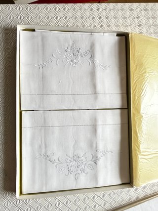 Completo lenzuola da corredo vintage sigillato