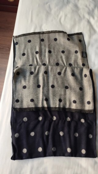 Bufanda reversible gris y azul