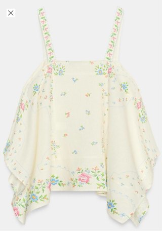 Top asimétrico floral de lino