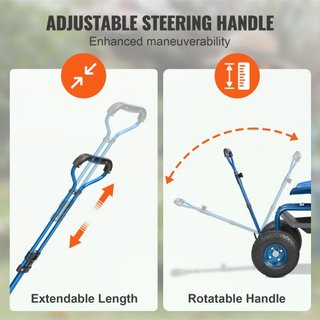 Carro de Jardín con Ruedas y Asiento Giratorio, Taburete de Jardinería para Plantar, Asiento Giratorio de 360 Grados, Scooter de Carro con Mango de Dirección y Bandeja de Herramientas, Uso para Pa...