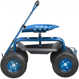 Carro de Jardín con Ruedas y Asiento Giratorio, Taburete de Jardinería para Plantar, Asiento Giratorio de 360 Grados, Scooter de Carro con Mango de Dirección y Bandeja de Herramientas, Uso para Pa...