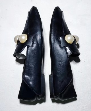 Mocassini Zara neri con perle