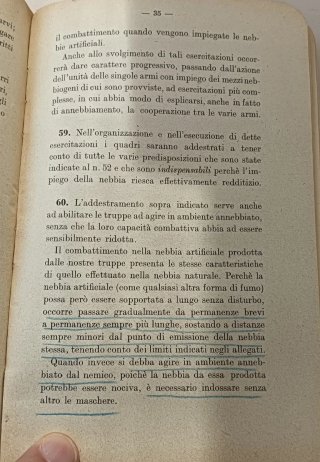 Istruzione sull'impiego della nebbia artificiale