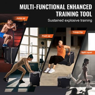 Caja de Salto Pliométrica 3 en 1, Caja de Plyo de Madera de 24/20/16 Pulgadas, Plataforma y Caja de Agilidad para Saltar, Caja de Ejercicio Antideslizante para Entrenamiento en Casa, Entrenamiento...