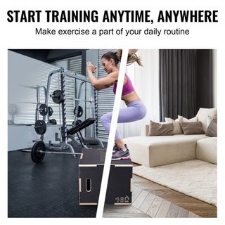 Caja de Salto Pliométrica 3 en 1, Caja de Plyo de Madera de 24/20/16 Pulgadas, Plataforma y Caja de Agilidad para Saltar, Caja de Ejercicio Antideslizante para Entrenamiento en Casa, Entrenamiento...