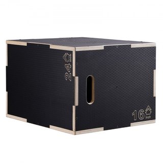 Caja de Salto Pliométrica 3 en 1, Caja de Plyo de Madera de 24/20/16 Pulgadas, Plataforma y Caja de Agilidad para Saltar, Caja de Ejercicio Antideslizante para Entrenamiento en Casa, Entrenamiento...