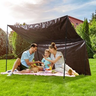 Tarp 609.6 x 1219.2 cm 0.41 mm Extra Grueso, Cubierta de Plástico Poliéster Impermeable, Lona Multiusos para Exterior con Ojetes y Bordes Reforzados para Camión, RV, Barco, Camping (Marrón)