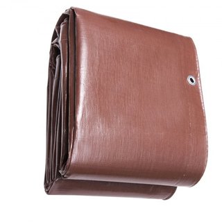 Tarp 609.6 x 1219.2 cm 0.41 mm Extra Grueso, Cubierta de Plástico Poliéster Impermeable, Lona Multiusos para Exterior con Ojetes y Bordes Reforzados para Camión, RV, Barco, Camping (Marrón)