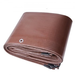 Tarp 609.6 x 1219.2 cm 0.41 mm Extra Grueso, Cubierta de Plástico Poliéster Impermeable, Lona Multiusos para Exterior con Ojetes y Bordes Reforzados para Camión, RV, Barco, Camping (Marrón)