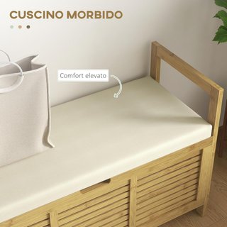 Banco Zapatero de Listones para Entrada con Diseño de Tapa Abatible, Mueble para Zapatos de Madera de Bambú, 100X40X60 Cm, Color Madera