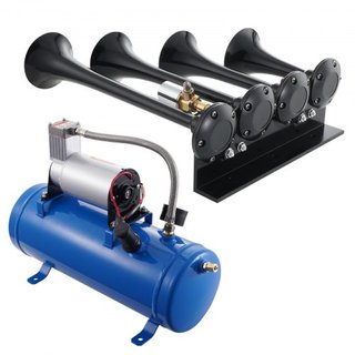 Kit di corni per treno, kit di corni ad aria con 4 trombe, corni per camion da 150 dB, compressore d'aria 12V 120 psi, serbatoio da 1,6 gal/6 L con manometro per qualsiasi veicolo...
