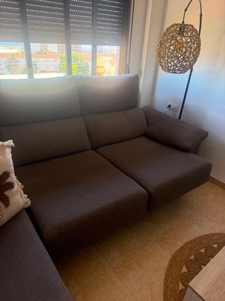 Sofá modular tela gris y beige