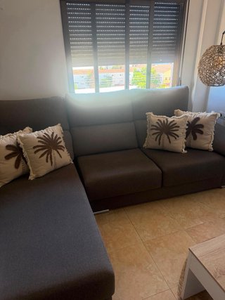 Sofá modular tela gris y beige