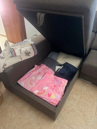 Sofá modular tela gris y beige