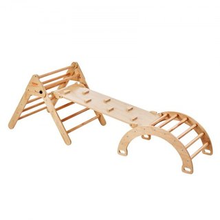 Conjunto de Triángulo Pikler, Juguetes de Escalada para Niños de 5 en 1, Parque Infantil Interior, Conjunto de Escalada Montessori con Triángulo, Rampas y Arco, Gimnasio de Escalada de Madera de G...