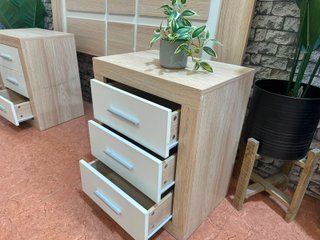 Cabecero y Mesitas de Noche Madera Blanca