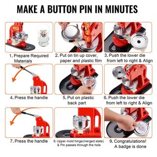 Máquina de Hacer Botones, Kit de Prensa de Insignias de 58 mm (2.25 pulgadas), Regalos DIY para Niños, Suministros para Hacer Botones con 500 piezas de Piezas de Botón y Cortador Circular y Libro ...