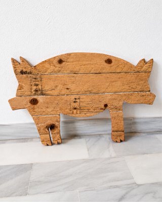 Cerdito Decorativo Artesanal Madera Rosa