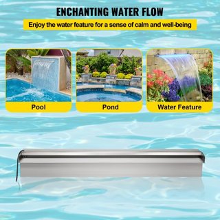 Fuente de piscina en cascada rectangular y luz LED 60 x 11.5 x 8 cm/23.6" X 4.5" X 3.1"