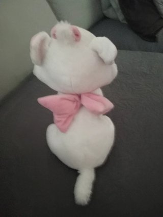Peluche Gato Blanco con Lazo Rosa
