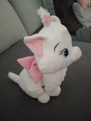 Peluche Gato Blanco con Lazo Rosa