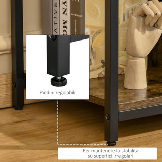 Mueble TV Moderno, Hasta 55'' Con Estantes Abiertos, Mueble De Salón Moderno, Bajo, Elegante, Estilo Industrial, Madera Y Acero, 110L X 40P X 50Acm, Marrón Rústico