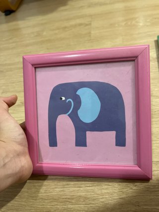Cuadro infantil elefante rosa