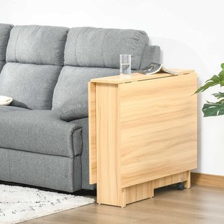 Mesa Plegable Con Ruedas, Mesa De Comedor De Diseño, Plegable Ahorra Espacio, Diseño Moderno, Con Ruedas, Estantes De Almacenamiento, 140 × 80 × 74Cm, Madera