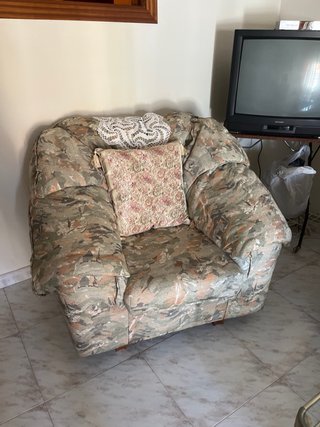 Tresillo tela beige y verde