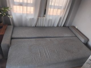 Sofá cama  gris de tela