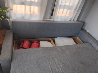 Sofá cama  gris de tela