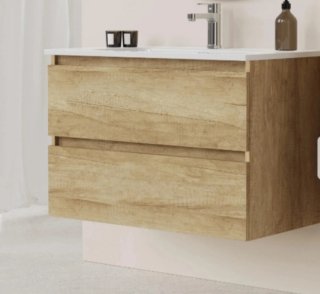 Mueble de baño madera y blanco
