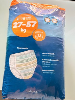 Pañales Noche Deliplus 27-57 kg (13 uds)