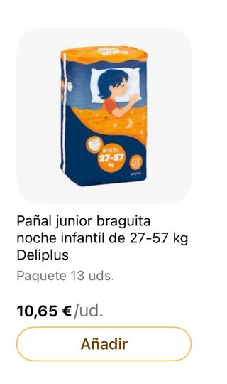 Pañales Noche Deliplus 27-57 kg (13 uds)