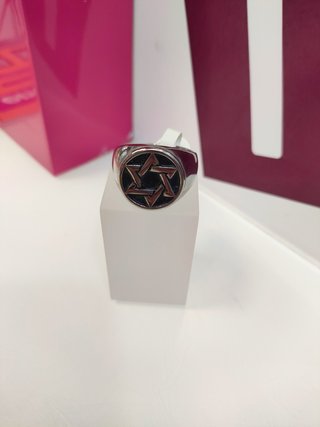Anillo acero plateado estrella de david T30
