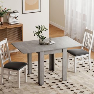 Mesa de Comedor Extensible para 4-6 Personas Diseño Plegable, Mesa Rectangular Extensible de 70-140Cm Ahorra Espacio con Patas Antideslizantes, para Comedor Sala de Estar, Efecto Madera Gris