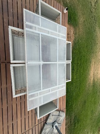 Conjunto de jardín mimbre y cristal