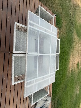 Conjunto de jardín mimbre y cristal