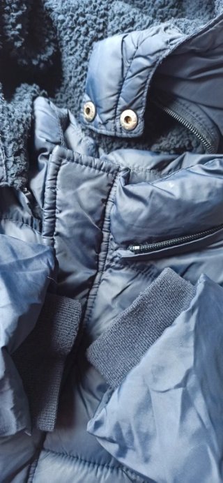 Parka azul con capucha y borrego T 11-12